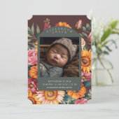 Herfst Bloemen Grens November Geboorteaankondiging Kaart (Staand voorkant)