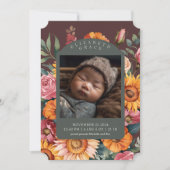 Herfst Bloemen Grens November Geboorteaankondiging Kaart (Voorkant)