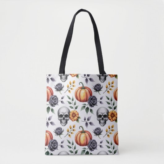 Herfst Bloemen Halloween Canvas tas (Voorkant)