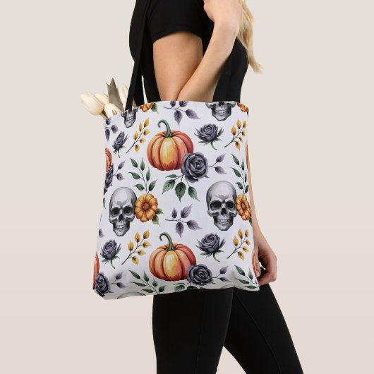 Herfst Bloemen Halloween Canvas tas (Dichtbij)