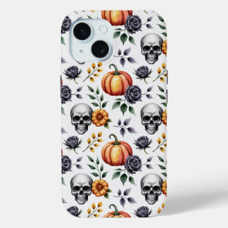 Herfst Bloemen Halloween Patroon iPhone 15 Case