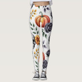Herfst Bloemen Halloween Patroon Leggings (Voorkant)