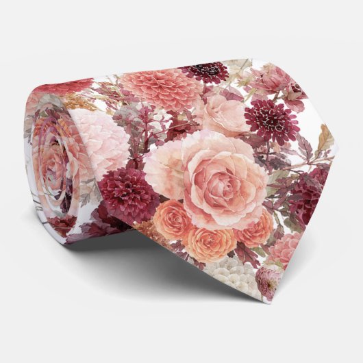Herfst Bloemen Heren Das (Opgerold)
