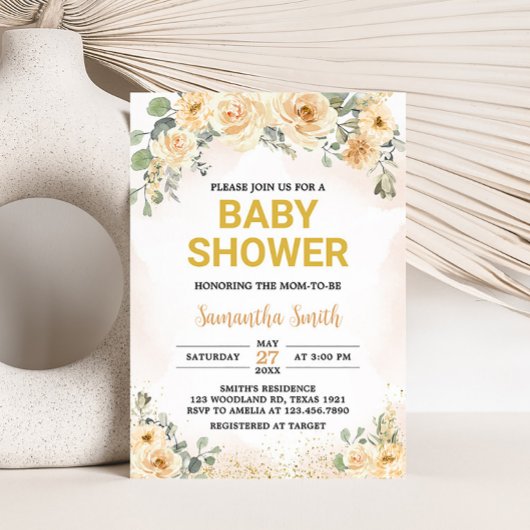 Herfst Bloemen Herfst Baby shower Uitnodiging