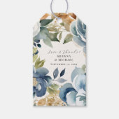 Herfst Bloemen Herfst bladeren Blauw Modern Bruilo Cadeaulabel (Voorkant)