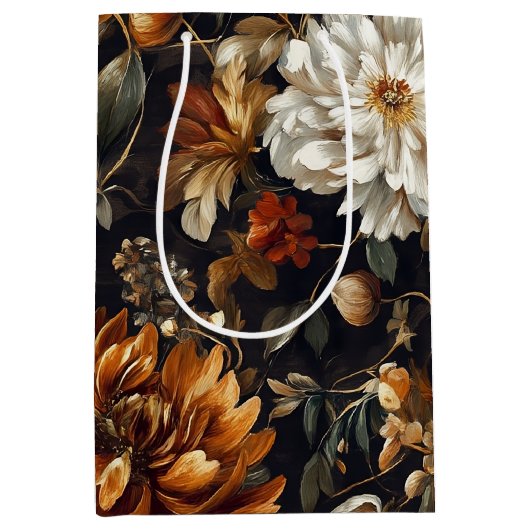 Herfst Bloemen Herfst Botanische  Patroon Medium Cadeauzakje (Voorkant)