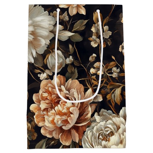 Herfst Bloemen Herfst Botanische  Patroon Medium Cadeauzakje (Achterkant)