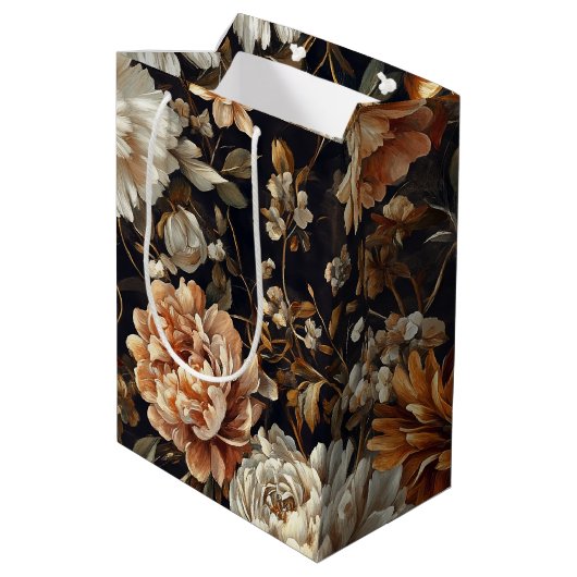 Herfst Bloemen Herfst Botanische  Patroon Medium Cadeauzakje (Achterkant Gekanteld)