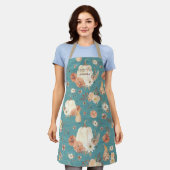 Herfst Bloemen Herfst Pompoen Foliage Blauwgroen B Schort (Gedragen)