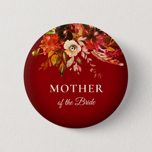 Herfst Bloemen Herfst Rode Moeder van de Bruid Ronde Button 5,7 Cm (Voorkant)