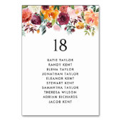 Herfst Bloemen Herfst Trouwtafel Zitplan Kaart (Achterkant)