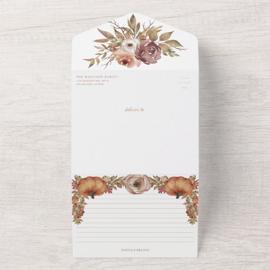 Herfst Bloemen Herfst Vrijgezellenfeest en Recept All In One Uitnodiging (Buitenkant)