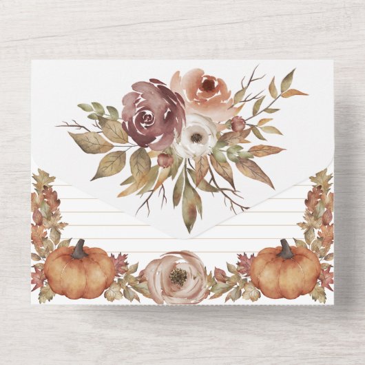 Herfst Bloemen Herfst Vrijgezellenfeest en Recept All In One Uitnodiging (Achterkant)