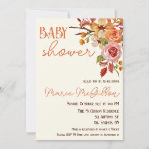 Herfst Bloemen, herfstbladeren, twijgen, Baby show Kaart