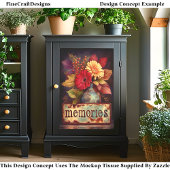 Herfst Bloemen & Herinneringen Bord DQ2F decoupage Tissuepapier