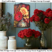 Herfst Bloemen & Herinneringen Bord DQ2F decoupage Tissuepapier