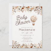 Herfst Bloemen Hete Luchtballon Baby shower Kaart (Voorkant)