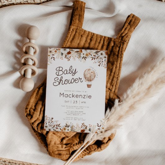 Herfst Bloemen Hete Luchtballon Baby shower Kaart