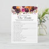 Herfst Bloemen Hoe goed ken je het bruidsspel Kaart (Staand voorkant)