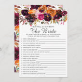 Herfst Bloemen Hoe goed ken je het bruidsspel Kaart (Voorkant / Achterkant)