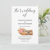 Herfst Bloemen & Hout Bruiloft Kaart (Staand voorkant)