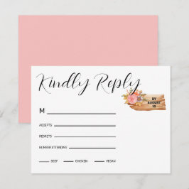 Herfst Bloemen & Hout Teken RSVP Kaartje