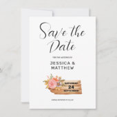 Herfst Bloemen & Hout Teken Save The Date (Voorkant)