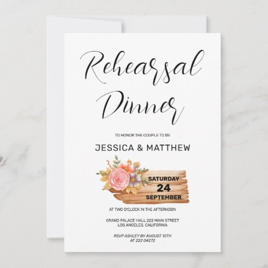 Herfst Bloemen & Hout Tekenrepetitie Kaart (Voorkant)