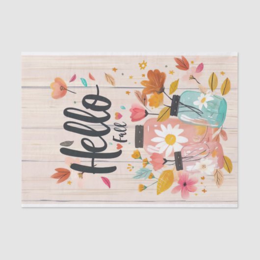 Herfst Bloemen in Mason Jars Decoupage Tissuepapier (Voorkant)