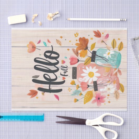 Herfst Bloemen in Mason Jars Decoupage Tissuepapier (Craft)