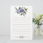 Herfst Bloemen in Olijf en Lavendel gevoerd Briefpapier (Staand voorkant)