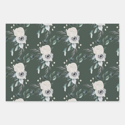 Herfst Bloemen Inpakpapier Vlak Vel Set van 3 (Voorkant 3)