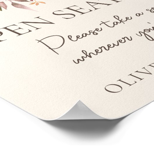 Herfst Bloemen Ivoor Bruiloft Open Zitting Teken Poster (Hoek)