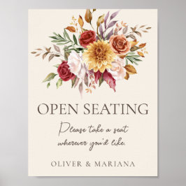 Herfst Bloemen Ivoor Bruiloft Open Zitting Teken Poster