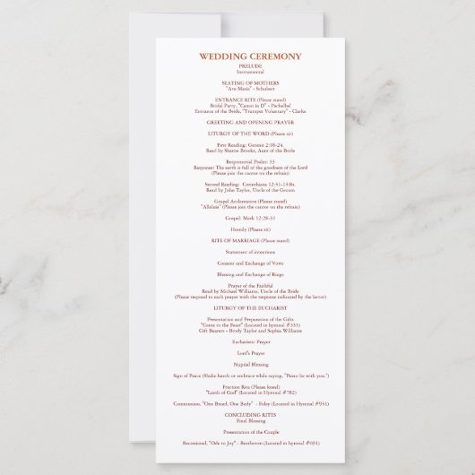 Herfst Bloemen Katholiek Huwelijksprogramma met mi (Achterkant)