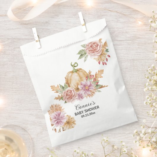 Herfst Bloemen Kleine Pompoen Baby shower Bedankzakje (Geknipt)