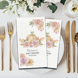 Herfst Bloemen Kleine Pompoen Baby shower Servet