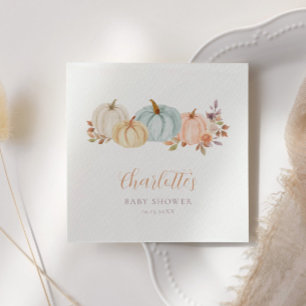 Herfst Bloemen Kleine Pompoen   BABY SHOWER Servet