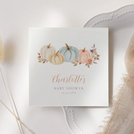 Herfst Bloemen Kleine Pompoen | BABY SHOWER Servet