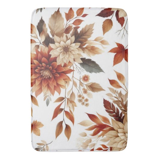 Herfst Bloemen Koperbloem en Bladeren Badmat (Voorkant Verticaal)