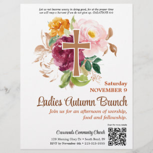 Herfst Bloemen Kruis Kerk Dames Brunch Flyer