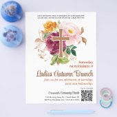 Herfst Bloemen Kruis Kerk Dames Brunch Flyer (Enkel)