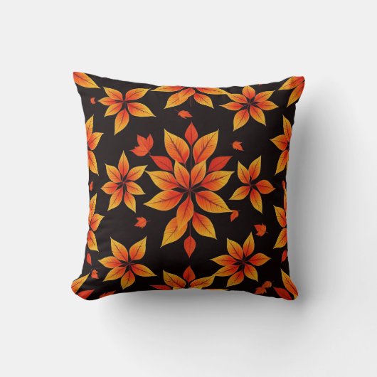 Herfst Bloemen Kussen - Warm Leaf Design (Voorkant)