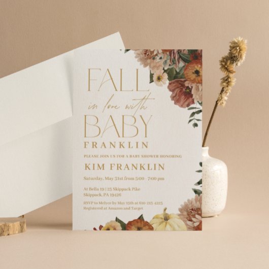 Herfst Bloemen Liefde Baby Shower Kaart