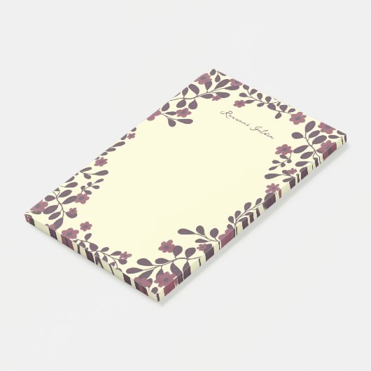  Herfst Bloemen Lijst CUSTOM NAAM Notitieblok Post-it® Notes (Schuin)