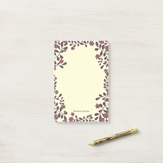 Herfst Bloemen Lijst CUSTOM NAAM Notitieblok Post-it® Notes (Op bureau)