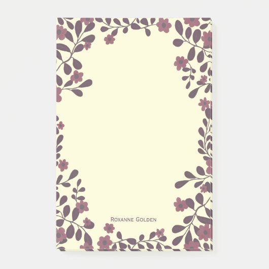 Herfst Bloemen Lijst CUSTOM NAAM Notitieblok Post-it® Notes (Voorkant)