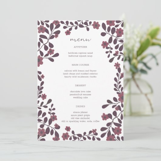 Herfst Bloemen Lijst Elegant Modern Rustiek CUSTOM Menu (Staand voorkant)