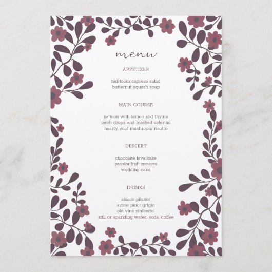 Herfst Bloemen Lijst Elegant Modern Rustiek CUSTOM Menu (Voorkant)