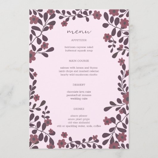 Herfst Bloemen Lijst Elegant Modern Rustiek CUSTOM Menu (Voorkant)